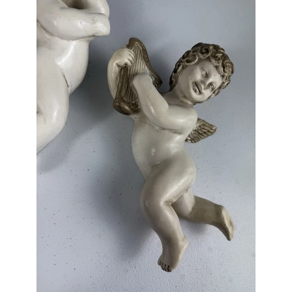 Vintage Universal Statuary Corp Chicago 1958 Cherub Angels Set 2 Wall Hanger 💛